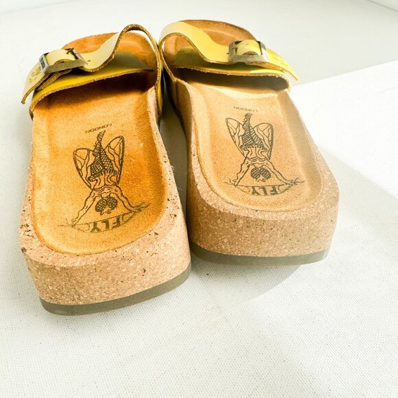 Fly London Yellow Leather Comfort Slides 39 - Picture 8 of 10